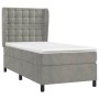 Box spring bed with light gray velvet mattress 90x190 cm by vidaXL, Beds and slatted bases - Ref: Foro24-3129429, Price: 359,...