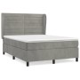 Cama box spring con colchón terciopelo gris claro 140x200 cm de vidaXL, Camas y somieres - Ref: Foro24-3129273, Precio: 531,9...