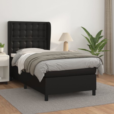 Cama box spring con colchón cuero sintético negro 100x200 cm de vidaXL, Camas y somieres - Ref: Foro24-3129015, Precio: 398,4...