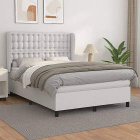 Cama box spring con colchón cuero sintético blanco 140x200cm de vidaXL, Camas y somieres - Ref: Foro24-3129034, Precio: 535,1...