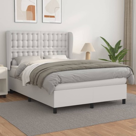 Box spring bed with white synthetic leather mattress 140x200cm by vidaXL, Beds and slatted bases - Ref: Foro24-3129034, Price...