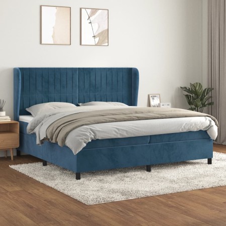 Cama box spring con colchón terciopelo azul oscuro 200x200 cm de vidaXL, Camas y somieres - Ref: Foro24-3129355, Precio: 705,...