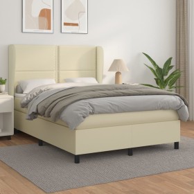 Cama box spring con colchón cuero sintético crema 140x200cm de vidaXL, Camas y somieres - Ref: Foro24-3128975, Precio: 508,99...