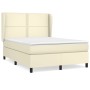 Box spring bed with cream synthetic leather mattress 140x200cm by vidaXL, Beds and slatted bases - Ref: Foro24-3128975, Price...