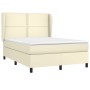 Box spring bed with cream synthetic leather mattress 140x200cm by vidaXL, Beds and slatted bases - Ref: Foro24-3128975, Price...