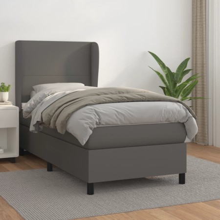 Cama box spring con colchón cuero sintético gris 90x190 cm de vidaXL, Camas y somieres - Ref: Foro24-3128887, Precio: 378,96 ...