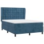 Box spring bed with dark blue velvet mattress 140x200 cm by vidaXL, Beds and slatted bases - Ref: Foro24-3129457, Price: 544,...