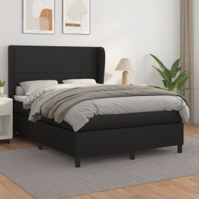 Box spring bed with black synthetic leather mattress 140x200cm by vidaXL, Beds and slatted bases - Ref: Foro24-3128913, Price...