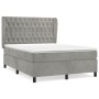 Cama box spring con colchón terciopelo gris claro 140x200 cm de vidaXL, Camas y somieres - Ref: Foro24-3129393, Precio: 594,3...