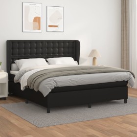 Box spring bed with black synthetic leather mattress 180x200 cm by vidaXL, Beds and slatted bases - Ref: Foro24-3129045, Pric...