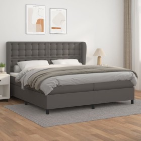 Cama box spring con colchón cuero sintético gris 200x200 cm de vidaXL, Camas y somieres - Ref: Foro24-3129055, Precio: 685,82...