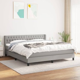 Cama box spring con colchón tela gris claro 180x200 cm de vidaXL, Camas y somieres - Ref: Foro24-3129969, Precio: 593,98 €, D...