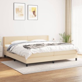 Cama box spring con colchón tela color crema 200x200 cm de vidaXL, Camas y somieres - Ref: Foro24-3129582, Precio: 606,99 €, ...