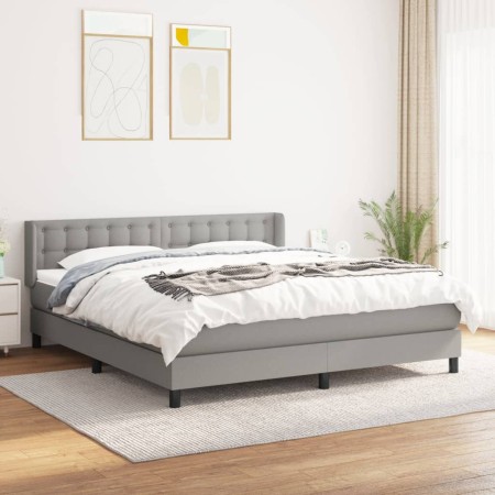 Box spring bed with light gray fabric mattress 180x200 cm by vidaXL, Beds and slatted bases - Ref: Foro24-3130049, Price: 536...