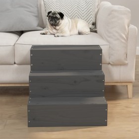 Pet staircase solid gray pine wood 40x37.5x35 cm by vidaXL, Pet Steps and Ramps - Ref: Foro24-822463, Price: 47,99 €, Discoun...