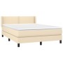 Cama box spring con colchón tela color crema 140x200 cm de vidaXL, Camas y somieres - Ref: Foro24-3129638, Precio: 427,96 €, ...