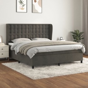 Box spring bed with dark gray velvet mattress 160x200 cm by vidaXL, Beds and slatted bases - Ref: Foro24-3129460, Price: 587,...