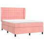 Cama box spring con colchón terciopelo rosa 140x190 cm de vidaXL, Camas y somieres - Ref: Foro24-3129452, Precio: 550,03 €, D...