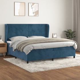 Box spring bed with dark blue velvet mattress 200x200 cm by vidaXL, Beds and slatted bases - Ref: Foro24-3129115, Price: 659,...