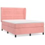 Box spring bed with pink velvet mattress 140x190 cm by vidaXL, Beds and slatted bases - Ref: Foro24-3129272, Price: 530,66 €,...