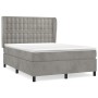 Cama box spring con colchón terciopelo gris claro 140x190 cm de vidaXL, Camas y somieres - Ref: Foro24-3129447, Precio: 580,7...