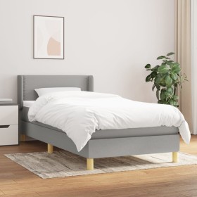 Cama box spring con colchón tela gris claro 90x200 cm de vidaXL, Camas y somieres - Ref: Foro24-3130161, Precio: 317,99 €, De...