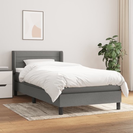 Cama box spring con colchón tela gris oscuro 100x200 cm de vidaXL, Camas y somieres - Ref: Foro24-3129770, Precio: 310,99 €, ...