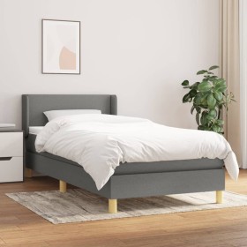 Cama box spring con colchón tela gris oscuro 90x200 cm de vidaXL, Camas y somieres - Ref: Foro24-3130082, Precio: 301,99 €, D...