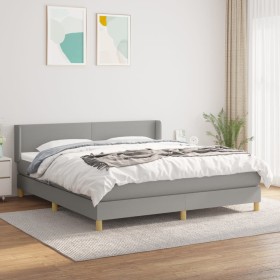 Cama box spring con colchón tela gris claro 160x200 cm de vidaXL, Camas y somieres - Ref: Foro24-3130121, Precio: 495,36 €, D...