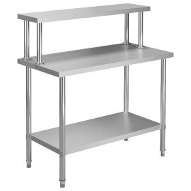 Kitchen work table with stainless steel shelf 120x60x120cm by vidaXL, Restoration - Ref: Foro24-3054468, Price: 211,34 €, Dis...