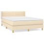 Box spring bed with cream fabric mattress 140x200 cm by vidaXL, Beds and slatted bases - Ref: Foro24-3130358, Price: 457,20 €...