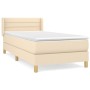 Box spring bed with cream fabric mattress 100x200 cm by vidaXL, Beds and slatted bases - Ref: Foro24-3130334, Price: 317,99 €...