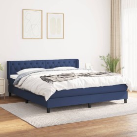 Box spring bed with blue fabric mattress 160x200 cm by vidaXL, Beds and slatted bases - Ref: Foro24-3129967, Price: 521,29 €,...