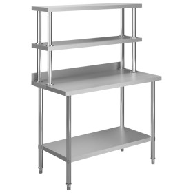 Kitchen work table with stainless steel shelf 120x60x150 cm by vidaXL, Restoration - Ref: Foro24-3054471, Price: 294,25 €, Di...