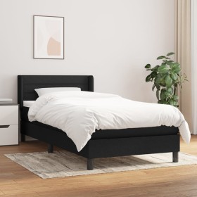 Box spring bed with black fabric mattress 100x200 cm by vidaXL, Beds and slatted bases - Ref: Foro24-3129771, Price: 308,44 €...