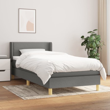 Cama box spring con colchón tela gris oscuro 90x190 cm de vidaXL, Camas y somieres - Ref: Foro24-3130154, Precio: 297,13 €, D...