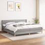 Cama box spring con colchón tela gris claro 200x200 cm de vidaXL, Camas y somieres - Ref: Foro24-3130537, Precio: 582,24 €, D...