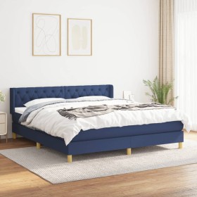 Box spring bed with blue fabric mattress 160x200 cm by vidaXL, Beds and slatted bases - Ref: Foro24-3130527, Price: 517,99 €,...