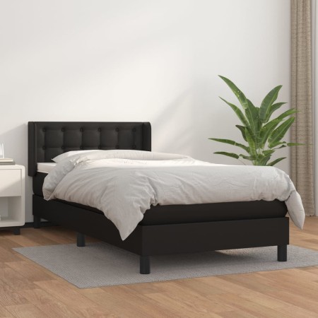 Box spring bed with black synthetic leather mattress 90x190 cm by vidaXL, Beds and slatted bases - Ref: Foro24-3130757, Price...