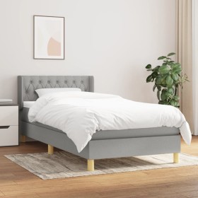 Cama box spring con colchón tela gris claro 90x200 cm de vidaXL, Camas y somieres - Ref: Foro24-3130481, Precio: 333,77 €, De...