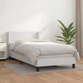 Box spring bed with white synthetic leather mattress 80x200 cm by vidaXL, Beds and slatted bases - Ref: Foro24-3130626, Price...