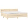 Box spring bed with cream fabric mattress 200x200 cm by vidaXL, Beds and slatted bases - Ref: Foro24-3130542, Price: 657,36 €...