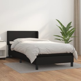 Box spring bed with black synthetic leather mattress 100x200 cm by vidaXL, Beds and slatted bases - Ref: Foro24-3130643, Pric...