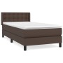 Cama box spring con colchón cuero sintético marrón 90x200 cm de vidaXL, Camas y somieres - Ref: Foro24-3130760, Precio: 319,9...