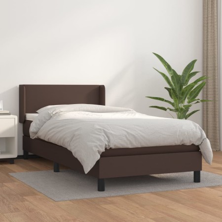 Box spring bed with brown synthetic leather mattress 80x200 cm by vidaXL, Beds and slatted bases - Ref: Foro24-3130628, Price...