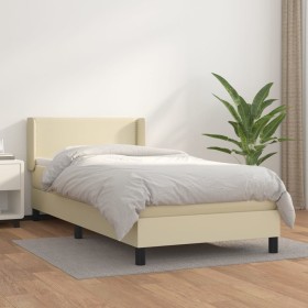 Box spring bed with cream synthetic leather mattress 80x200 cm by vidaXL, Beds and slatted bases - Ref: Foro24-3130687, Price...