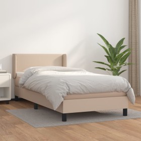 Cama box spring con colchón cuero sintético capuchino 100x200cm de vidaXL, Camas y somieres - Ref: Foro24-3130708, Precio: 35...