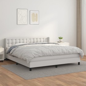 Cama box spring con colchón cuero sintético blanco 180x200 cm de vidaXL, Camas y somieres - Ref: Foro24-3130794, Precio: 568,...