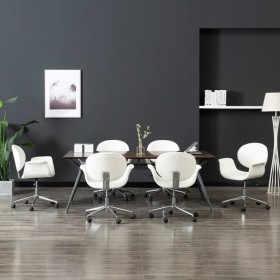 Swivel dining chairs 6 units white synthetic leather by vidaXL, dining chairs - Ref: Foro24-3054859, Price: 878,11 €, Discoun...