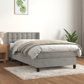 Box spring bed with light gray velvet mattress 80x200 cm by vidaXL, Beds and slatted bases - Ref: Foro24-3131165, Price: 294,...